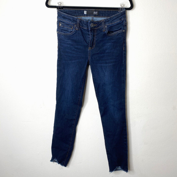 Kut From The Kloth Blue Connie High Rise Slim Fit Raw V-Cut Ankle Hem Jeans 4 - Picture 3 of 13